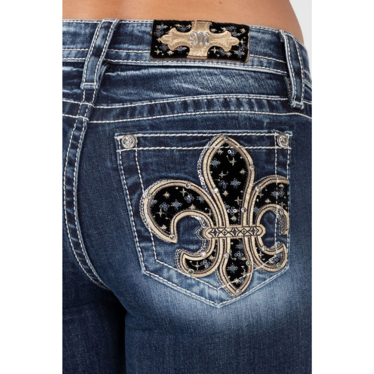 Miss Me Miss Me Fleur De Lis Pocket Mid-Rise Jeans