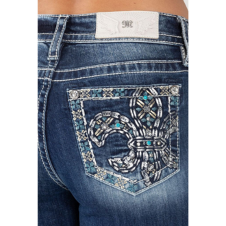 Miss Me Miss Me Fleur De Lis Pocket Mid-Rise Jeans - 32” Inseam