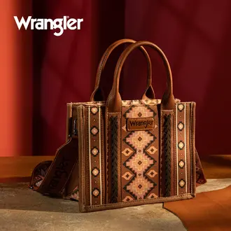 Wrangler Wrangler Southwestern Pattern Small Tote/Crossbody - Dark Brown