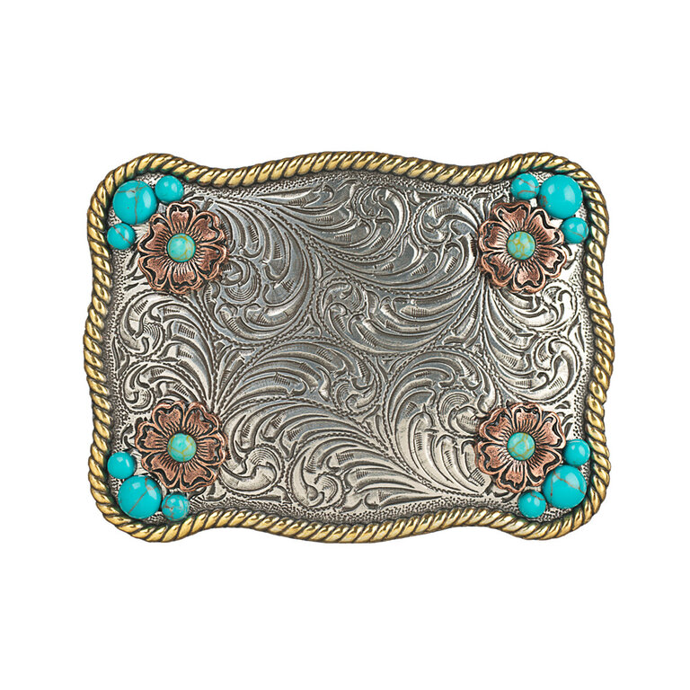 Blazin Roxx Blazin Roxx Flower With Turquoise Accents Buckle