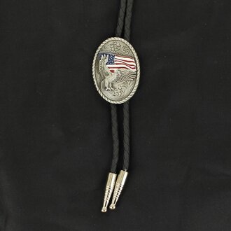 Double S Double S Bolo Tie Eagle With USA Flag