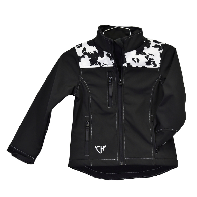 Cowgirl Hardware Cowgirl Hardware Cowprint Yoke Poly Shell  Jacket - Jet Black - Youth