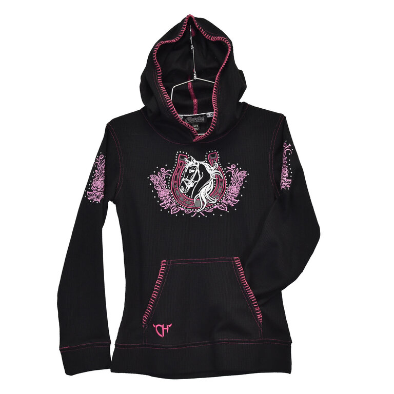 Cowgirl Hardware Cowgirl Hardware Horseshoe And Horse Thermal Hoodie - Black
