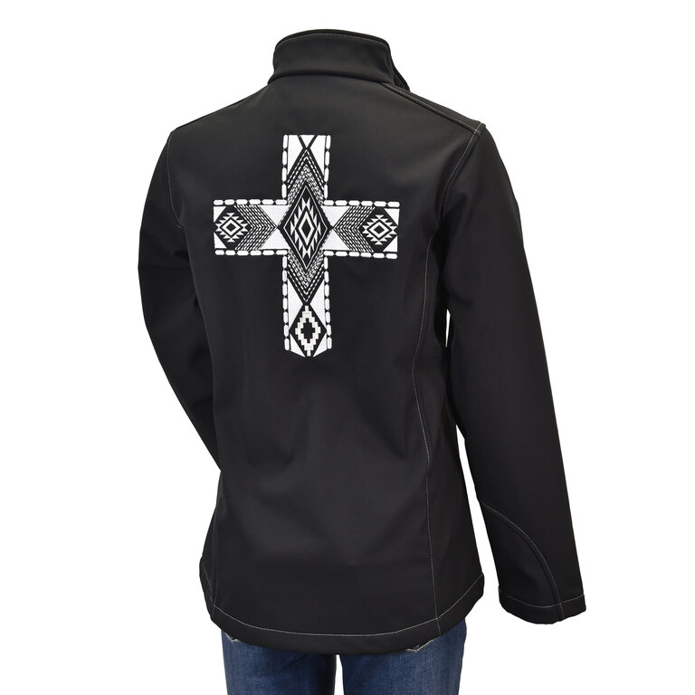 Cowgirl Hardware Cowgirl Hardware Aztec Cross Poly Shell Jacket - Jet Black