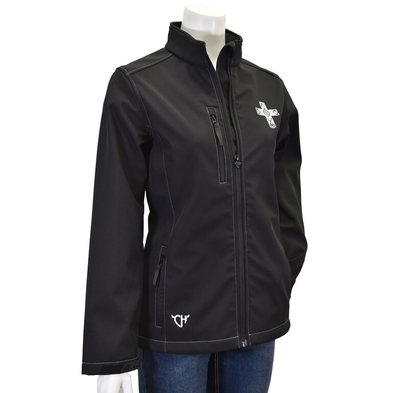 Cowgirl Hardware Cowgirl Hardware Aztec Cross Poly Shell Jacket - Jet Black