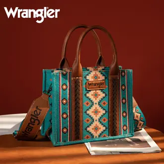 Wrangler Wrangler Southwestern Print Small Canvas Tote/Crossbody - Turquoise