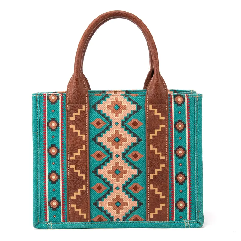 Wrangler Wrangler Southwestern Print Small Canvas Tote/Crossbody - Turquoise