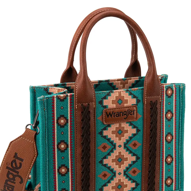 Wrangler Wrangler Southwestern Print Small Canvas Tote/Crossbody - Turquoise