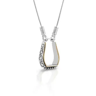 Kelly Herd Engraved Stirrup Sterling Silver Necklace