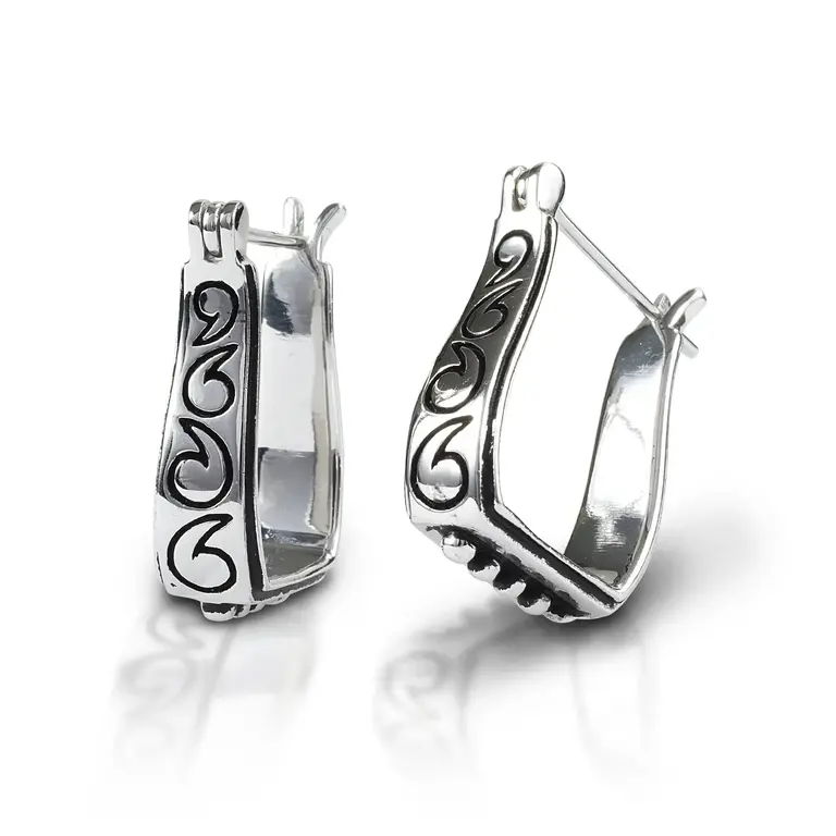 Kelly Herd Kelly Herd Engraved Stirrup Sterling Silver Earrings