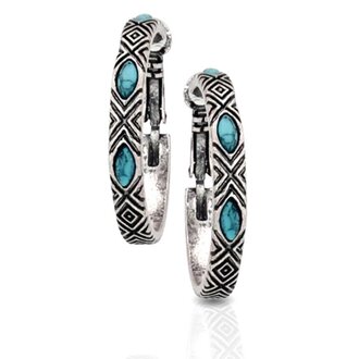 Montana Silversmiths Montana Silversmiths Attitude Western Hoops Turquoise Earrings