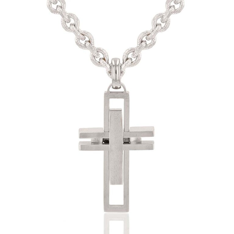 Montana Silversmiths Montana Silversmiths Modern Layer Stainless Cross