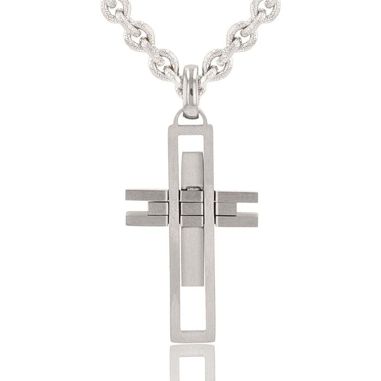 Montana Silversmiths Montana Silversmiths Modern Layer Stainless Cross