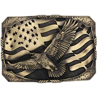 Montana Silversmiths Montana Silversmiths Attitude Eagle And Flag Brass Buckle