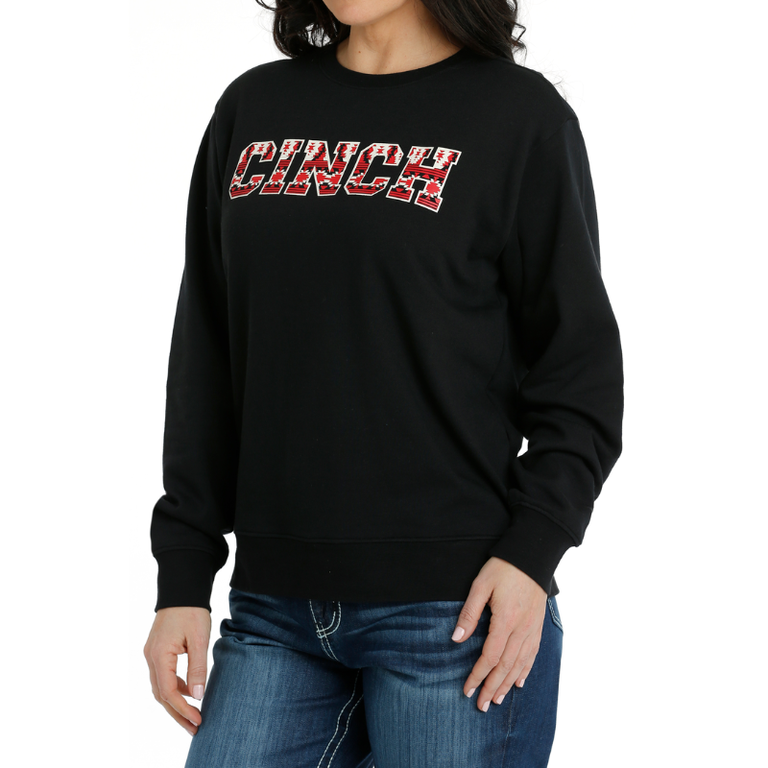 Cinch Cinch Red Aztec Lightweight Crew Sweatshirt - Black