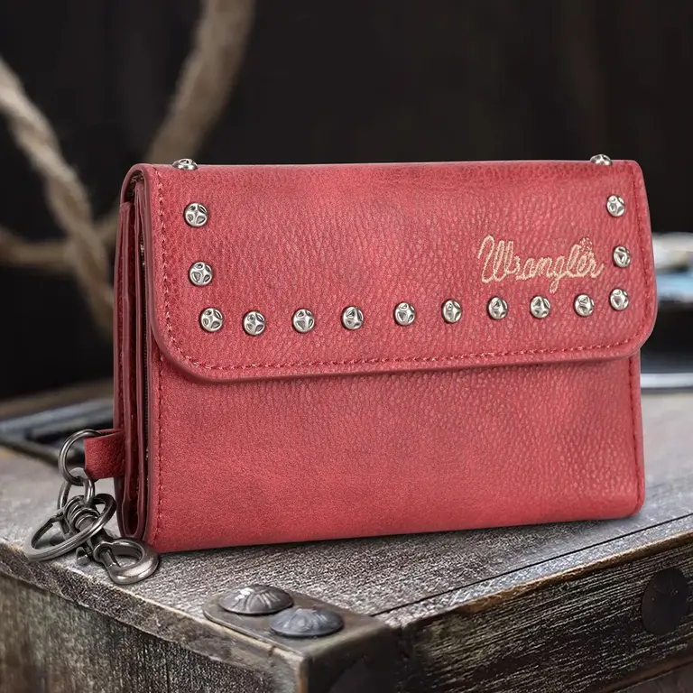 Wrangler Wrangler Studded Accents Trifold Key-Chain Wallet - Red