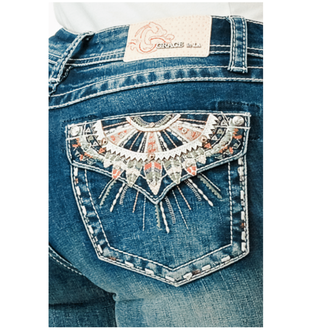 Grace in LA Grace In LA Plus Size Jeans - Aztec Faux Flap