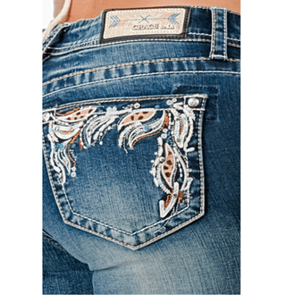 Grace in LA Grace In LA Plus Size Jeans - Western Pattern Pocket