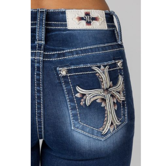 Miss Me Miss Me Leather Cross Pocket Mid Rise Boot Cut Jeans