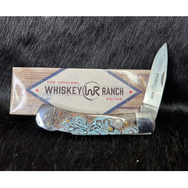 Whiskey Bent Whiskey Ranch Tooled Country Lock Blade Knife