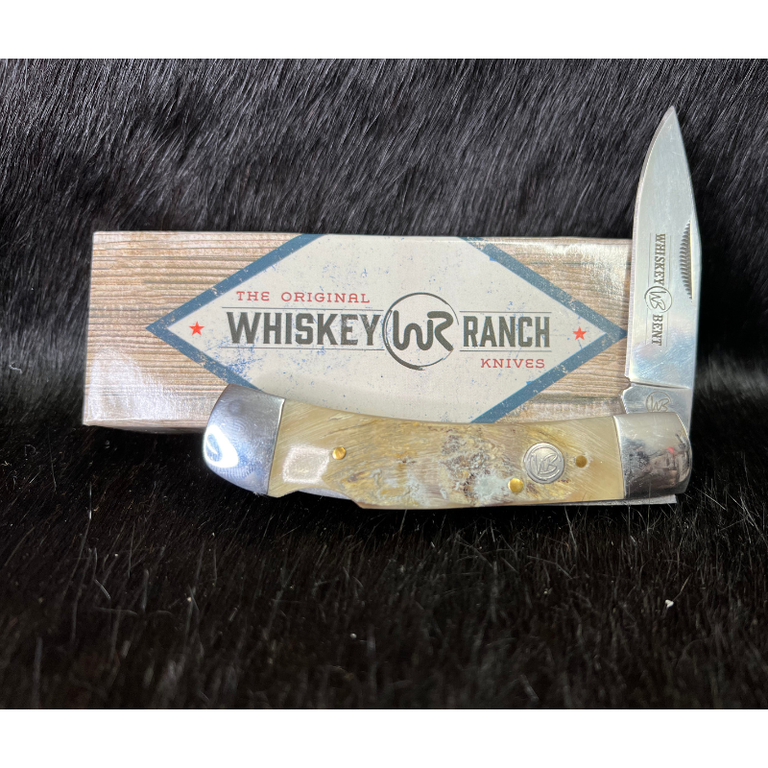 Whiskey Bent Whiskey Ranch Ram Horn Lock Blade Knife