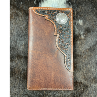 Ariat Ariat Distressed With Oval Concho Rodeo Wallet