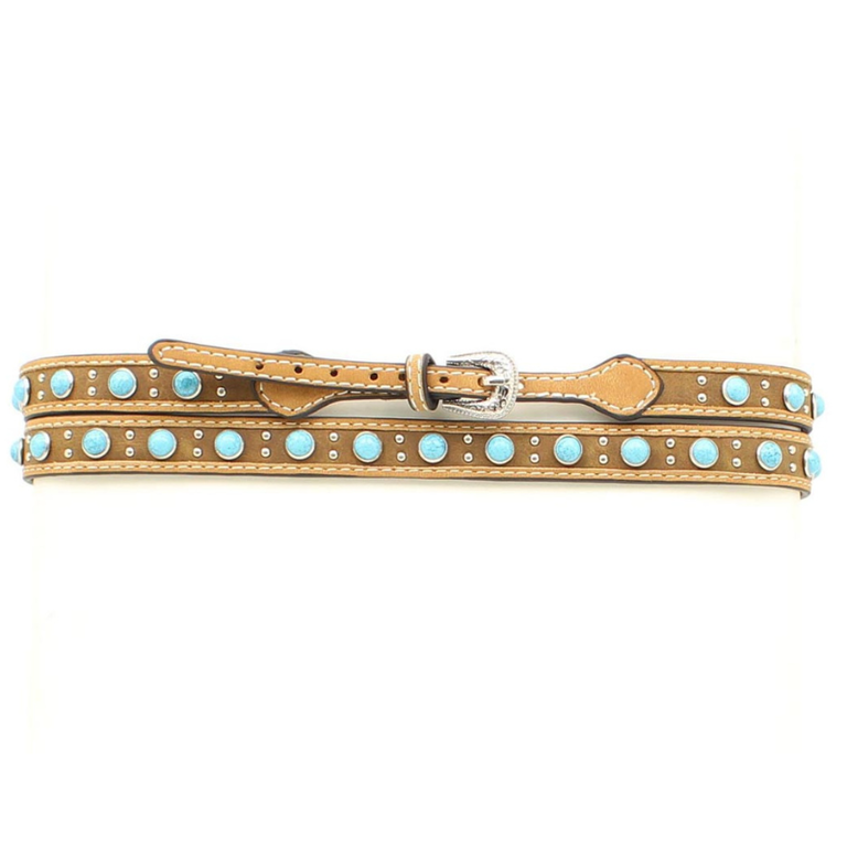 Twister 3/8" Genuine Leather With Turquoise Hat Band