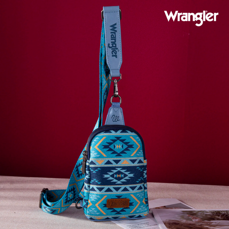 Wrangler Wrangler Aztec Print Crossbody Sling Bag - Navy