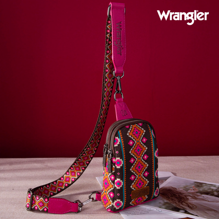 Wrangler Wrangler Aztec Print Crossbody Sling Bag - Hot Pink