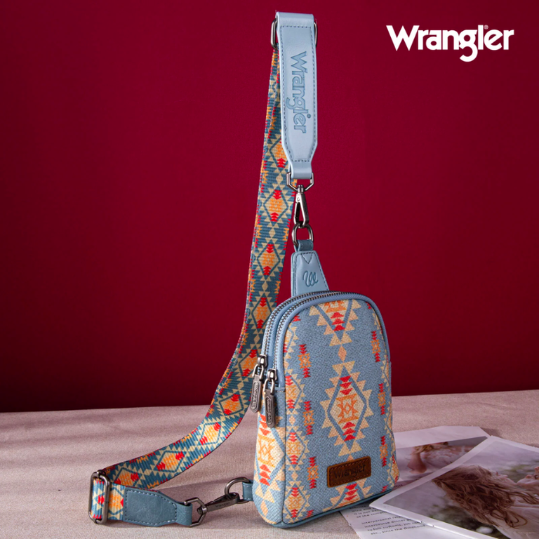 Wrangler Wrangler Aztec Print Crossbody Sling Bag - Jean