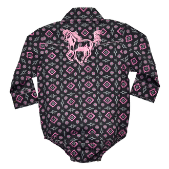 Cowgirl Hardware Cowgirl Hardware Aztec Print Romper- Pink/Black