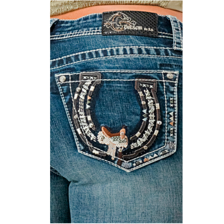 Grace in LA Grace In LA Boot Cut Easy Fit - Horseshoe/Saddle Pocket