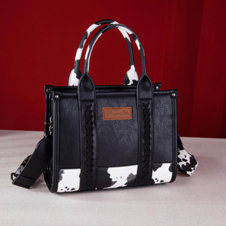 Wrangler Wrangler Cow Print Concealed Carry Tote/Crossbody - Black