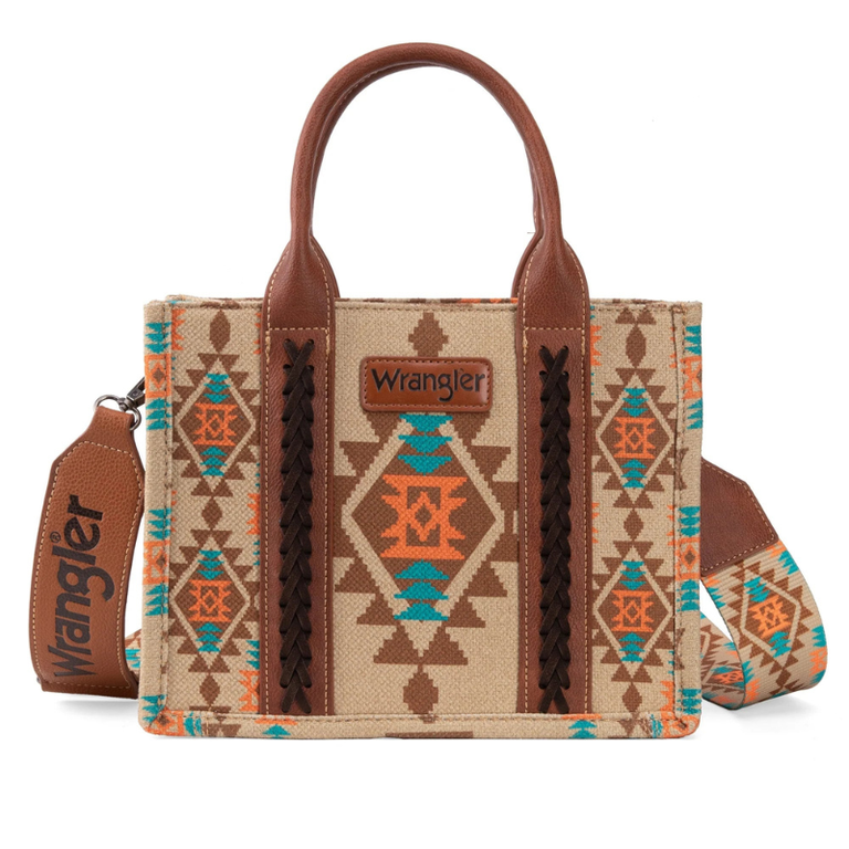 Wrangler Wrangler Southwestern Print Small Canvas Tote/Crossbody - Tan