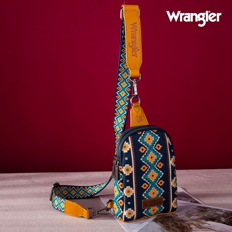 Wrangler Wrangler Aztec Print Crossbody/Sling Chest Bag - Mustard