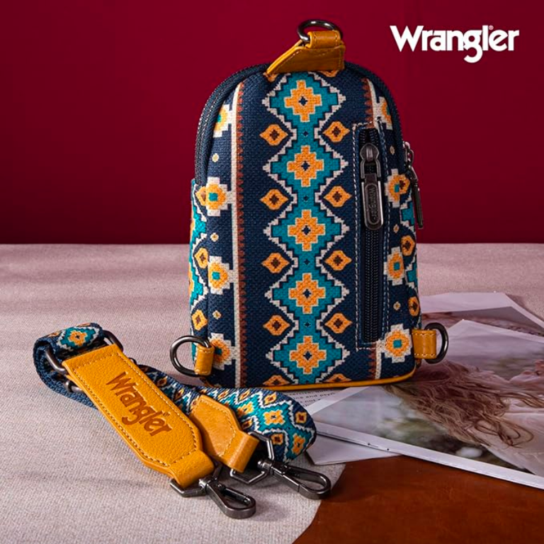 Wrangler Wrangler Aztec Print Crossbody/Sling Chest Bag - Mustard