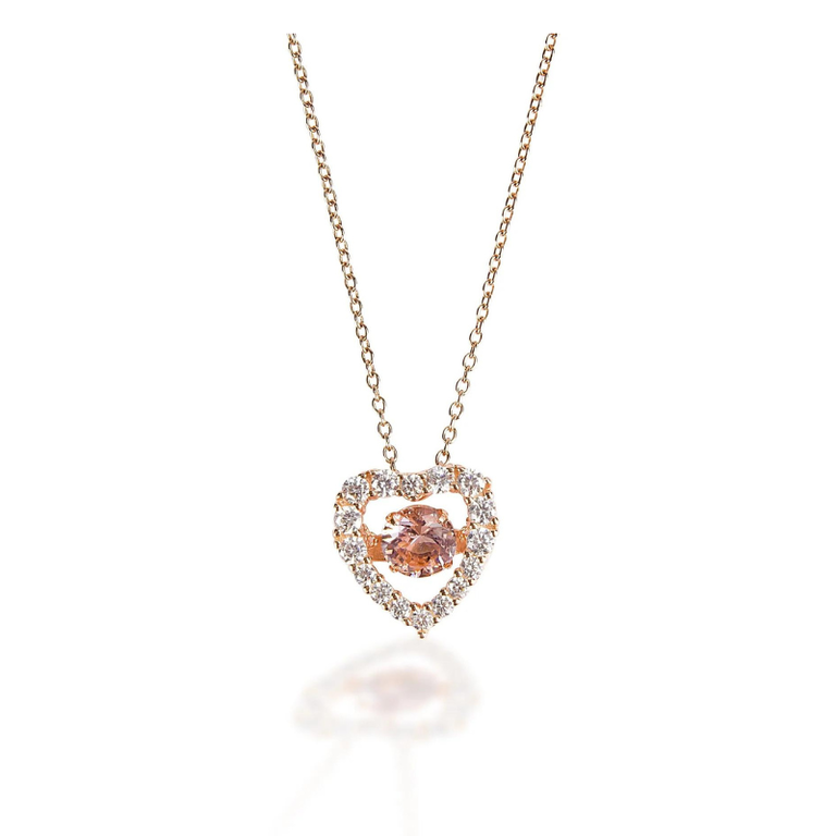 Kelly Herd Kelly Herd Clear And Pink Heart Pendant Necklace - Rose Gold