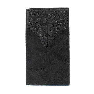 Nocona Nocona Roughout Cross Rodeo Wallet - Black