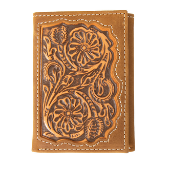 3D 3D Floral Embossed Inlay Trifold Wallet