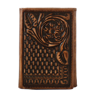 3D 3D Floral Basketweave Trifold Wallet