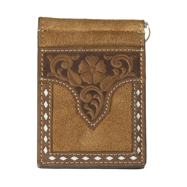 Nocona Nocona Roughout Floral Buck Lacing Money Clip