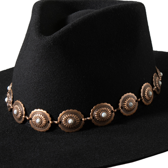 3D 3D Chain Concho Stone Copper Hat Band