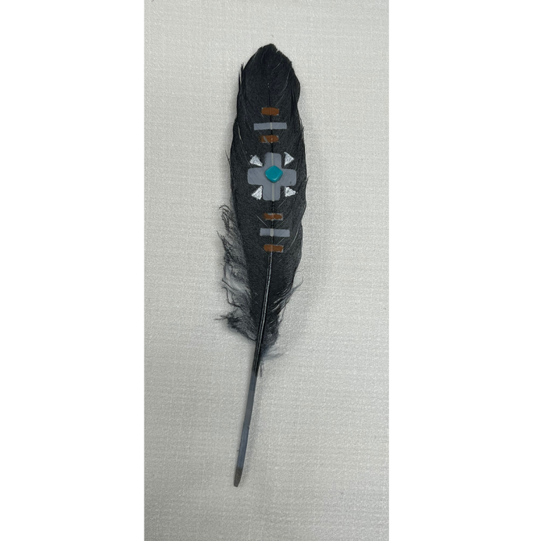 Austin Accent Austin Accent Hand Painted Hat Feather With Turquoise Stone