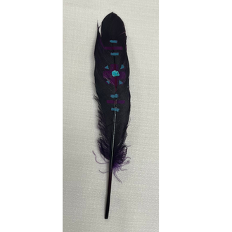 Austin Accent Austin Accent Hand Painted Hat Feather with Turquoise Stone