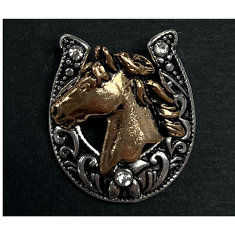 Austin Accent Austin Accent Horseshoe/Horse Head Hat Pin - Silver/Gold