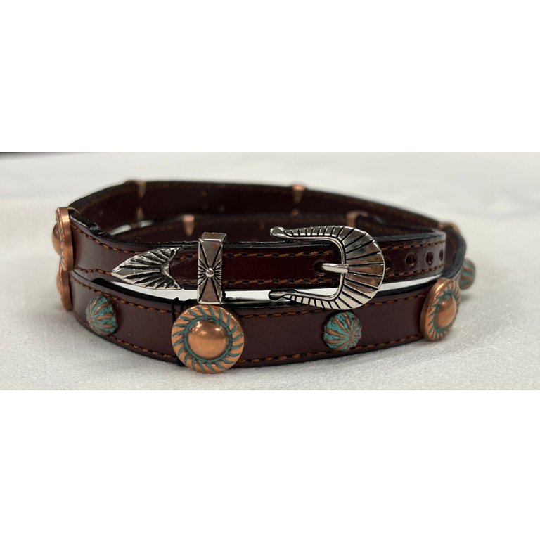 Austin Accent Austin Accent Dark Brown Leather With Conchos and Buckle Hat Band - USA Made