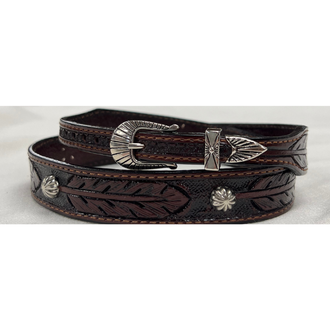 Austin Accent Austin Accent Leather With Feather Design Hat Band