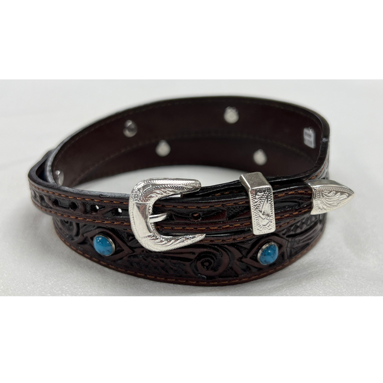 Austin Accent Austin Accent Brown Leather With Turquoise Accent Hat Band - USA Made