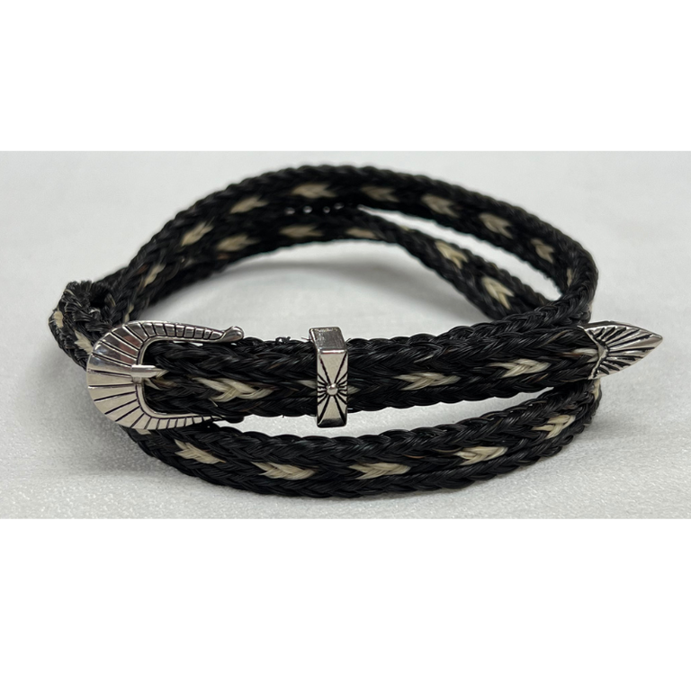 Austin Accent Austin Accent Three Strand Horse Hair With Buckle Hat Band - Black/White