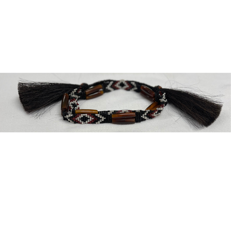 Austin Accent Austin Accent Beaded With Bone/Horse Hair Tassel Hat Band - Brown/Rust